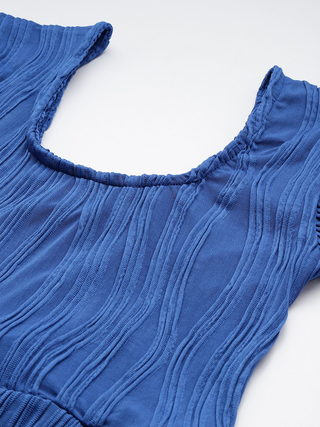 Women Regular Fit Blue Half Sleeves Dress