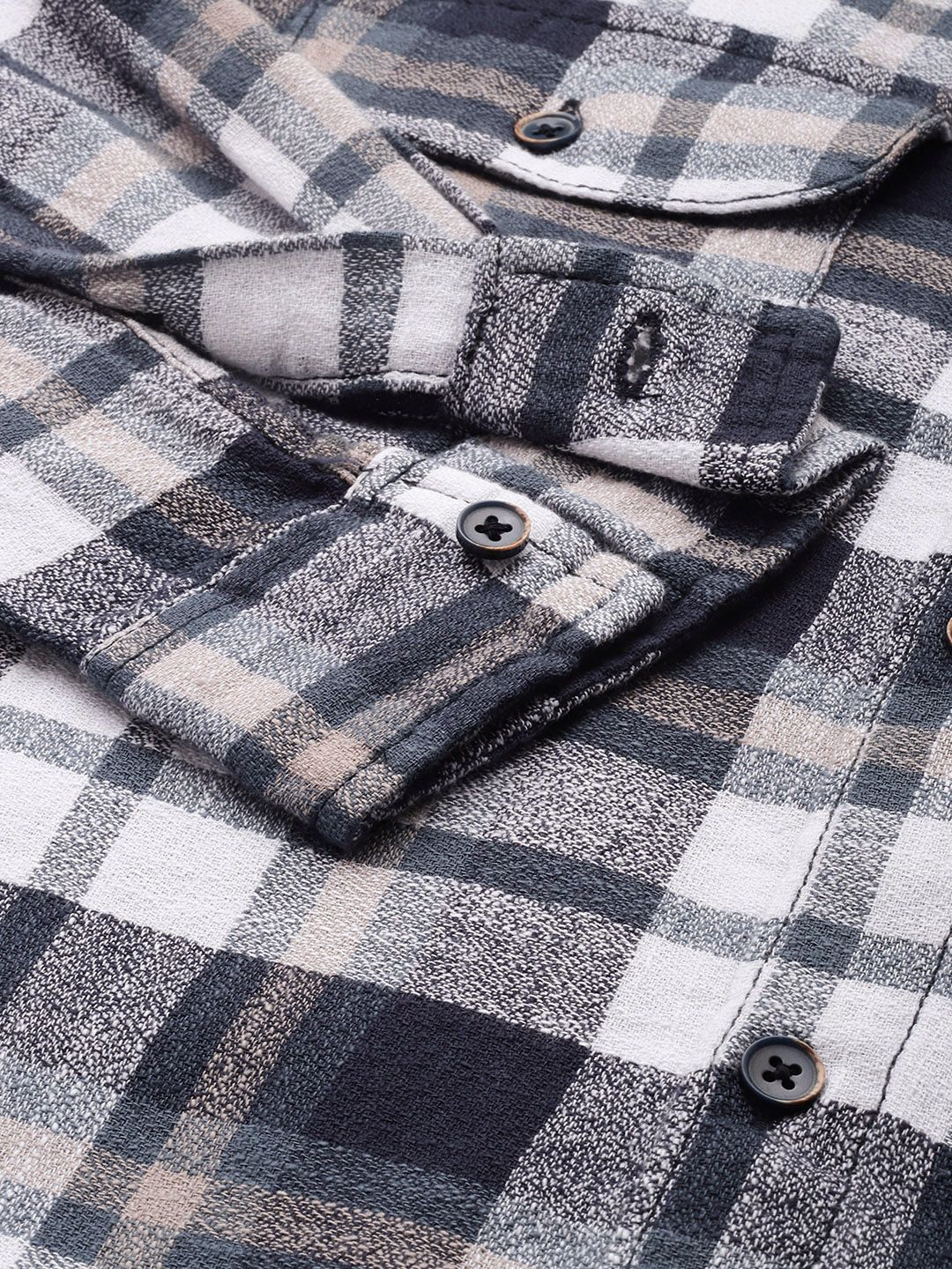 Men's Blue Slim Fit Checked Casual Shirt