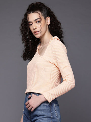 Women's Fitted Textured Asymmetric Top