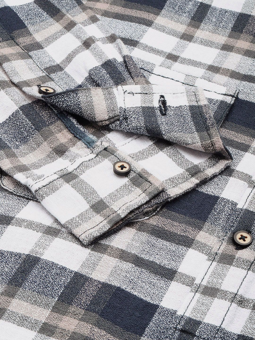 Men's Black Slim Fit Checked Casual Shirt