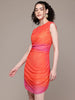 Women Orange Fit Multicolor Sleeveless Dress