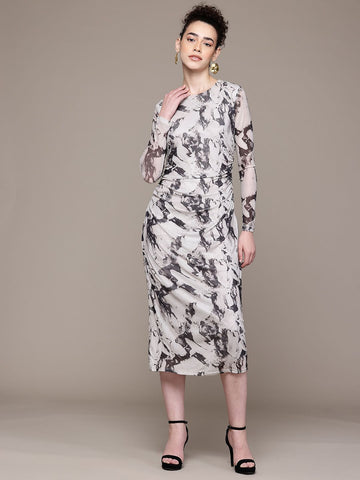 Women Regular Fit White Full Sleeves Dress