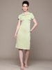 Women Regular Fit Green Half Sleeves Dress