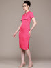 Women Regular Fit Pink Half Sleeves Dress