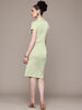 Women Regular Fit Green Half Sleeves Dress