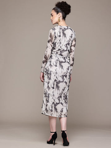 Women Regular Fit White Full Sleeves Dress