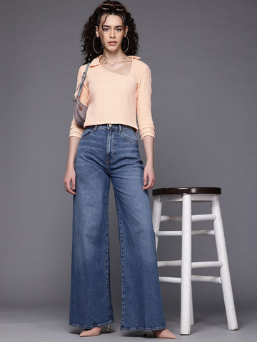 Women's Fitted Textured Asymmetric Top