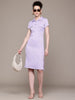 Women Regular Fit Purple Half Sleeves Dress