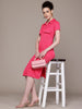 Women Regular Fit Pink Half Sleeves Dress