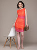 Women Orange Fit Multicolor Sleeveless Dress