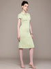 Women Regular Fit Green Half Sleeves Dress