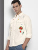 Men's Cream Regular Fit Floral Printed Resort Wear Shirt
