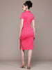 Women Regular Fit Pink Half Sleeves Dress