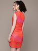 Women Orange Fit Multicolor Sleeveless Dress