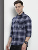 Men's Blue Slim Fit Checked Casual Shirt