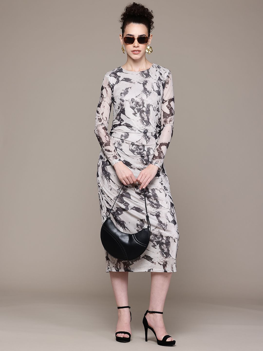 Women Regular Fit White Full Sleeves Dress