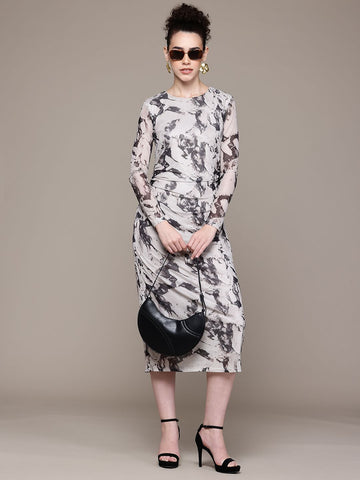 Women Regular Fit White Full Sleeves Dress