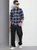Men's Blue Slim Fit Checked Casual Shirt