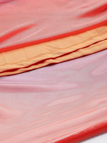 Women Orange Fit Multicolor Sleeveless Dress