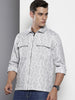 Men's Grey Regular Fit Textured Casual Shirt