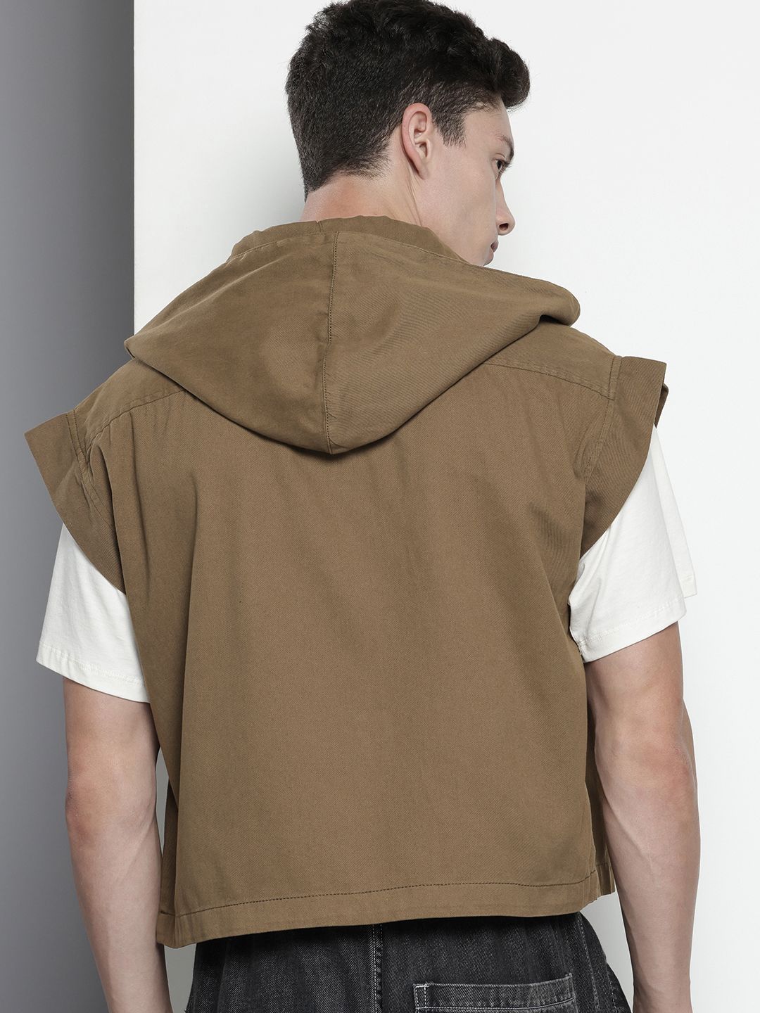 Men's Khaki Oversized Fit Solid Korean Street Shirt