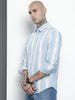 Men's Blue Slim Fit Striped Striped Shirt