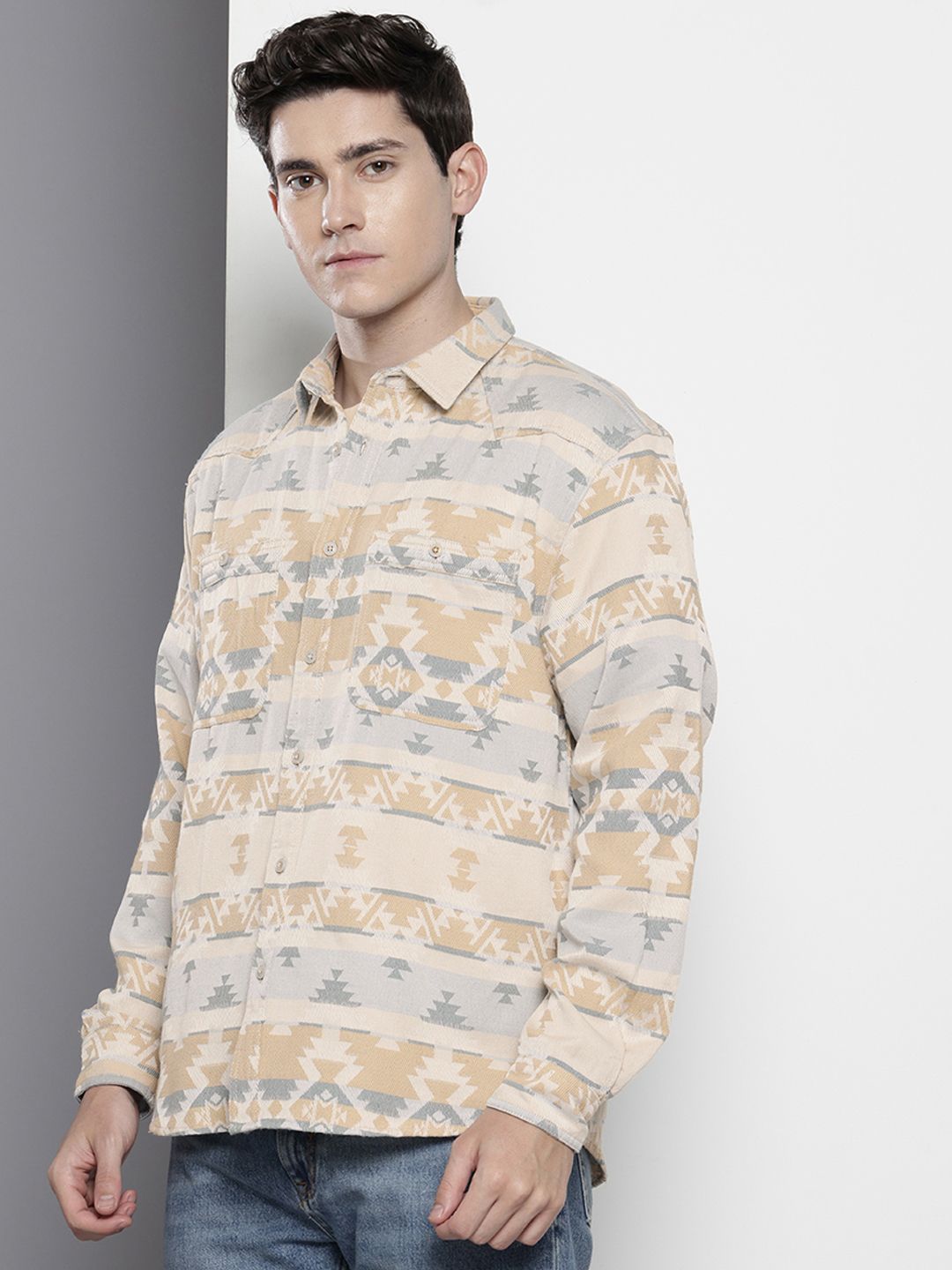 Men's Multicolor Relaxed Fit Textured Casual Shirt