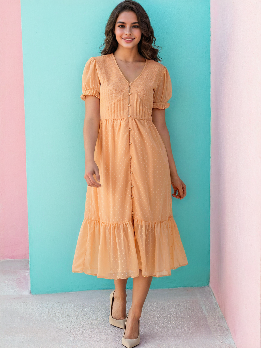 Freehand Women Fit and Flare Solid Tiered Dress