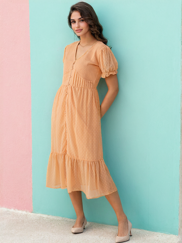 Freehand Women Fit and Flare Solid Tiered Dress