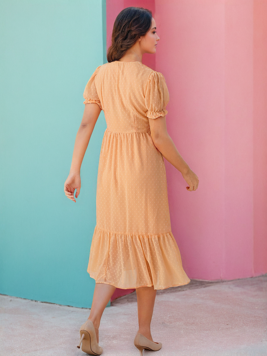 Freehand Women Fit and Flare Solid Tiered Dress