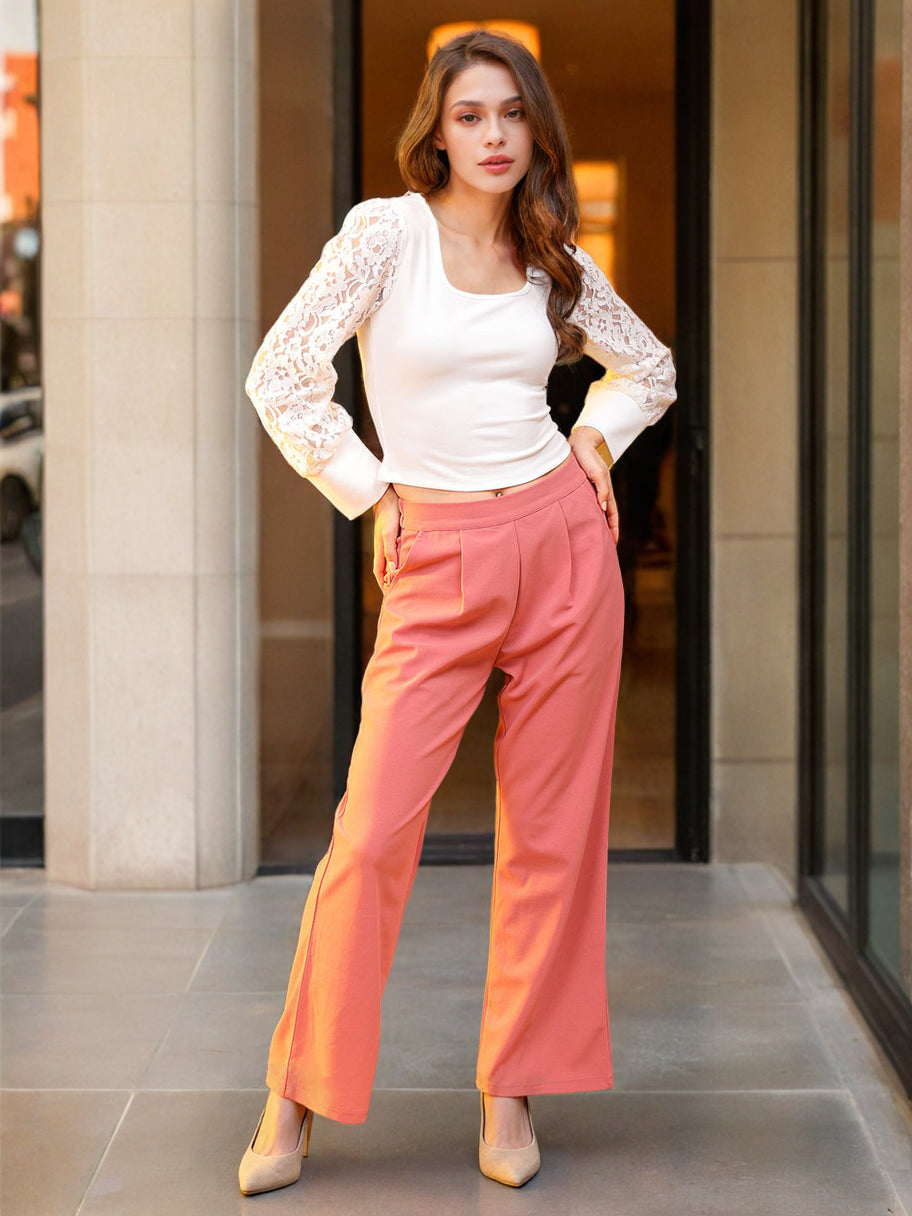 Women's Bishop Lace Sleeve Fitted Top