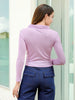 Women's Purple Fitted Solid Collared Shirt Style