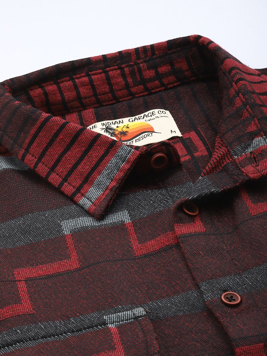 Men's Red Relaxed Fit Printed Bohemian Shirt