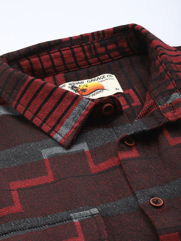 Men's Red Relaxed Fit Printed Bohemian Shirt