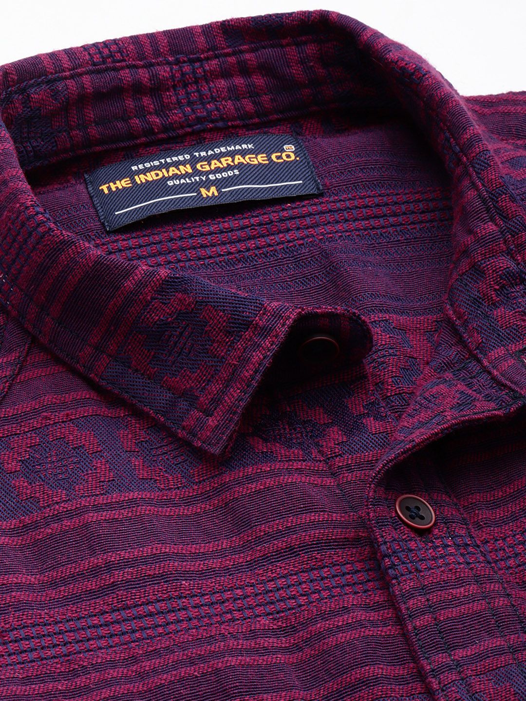 Men's Purple Relaxed Fit Textured Casual Shirt