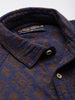 Men's Navy Blue Relaxed Fit Textured Casual Shirt