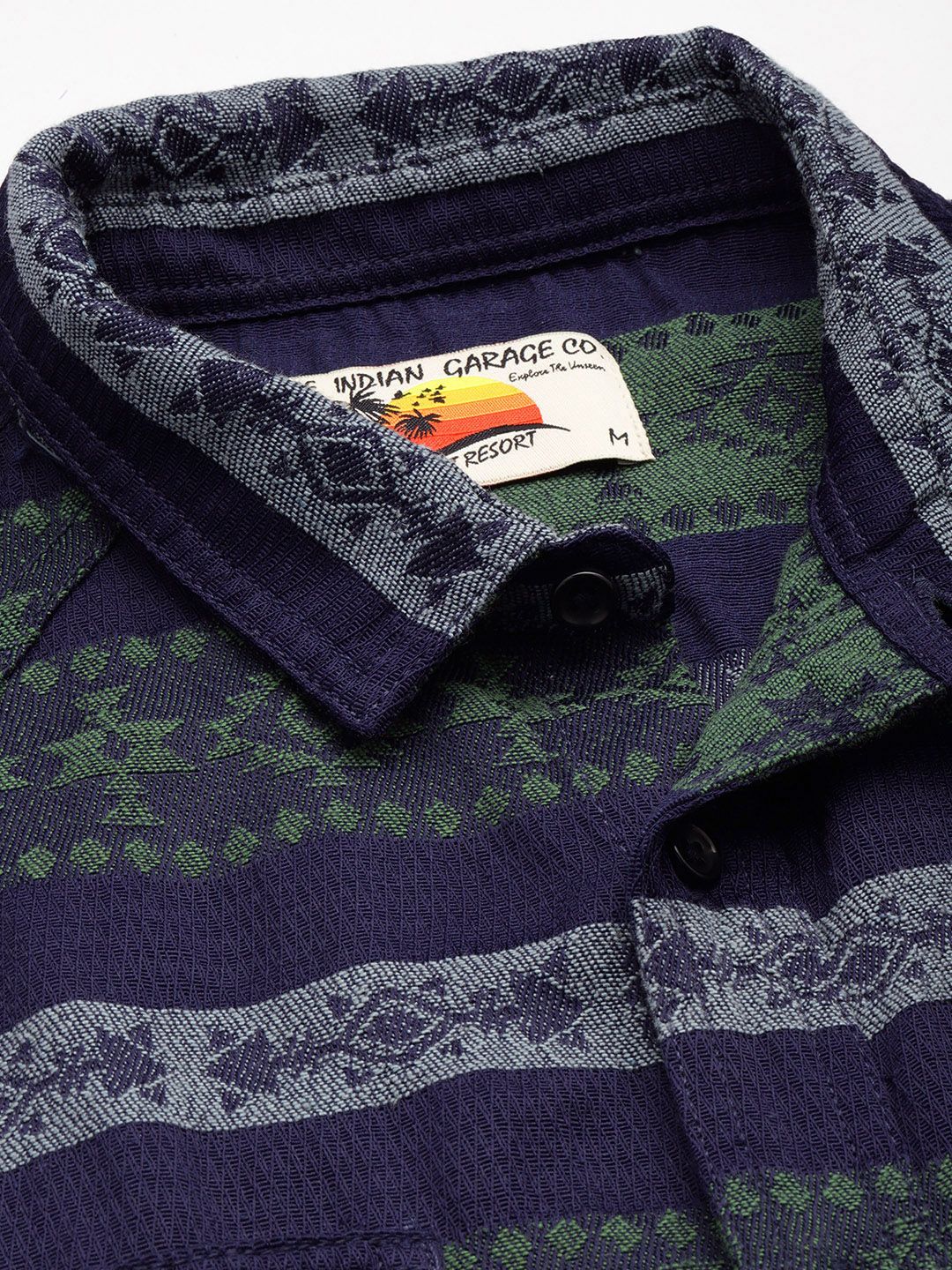Men's Blue Relaxed Fit Printed Resort Wear Shirt
