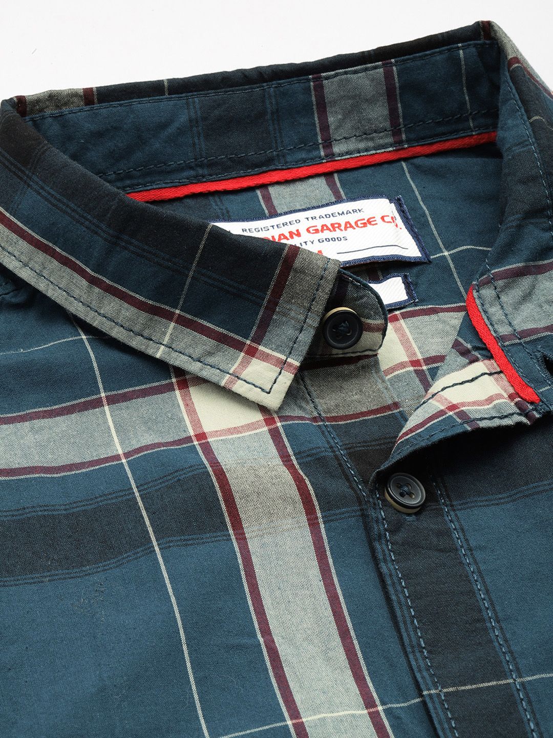 Men's Blue Slim Fit Checked Casual Shirt