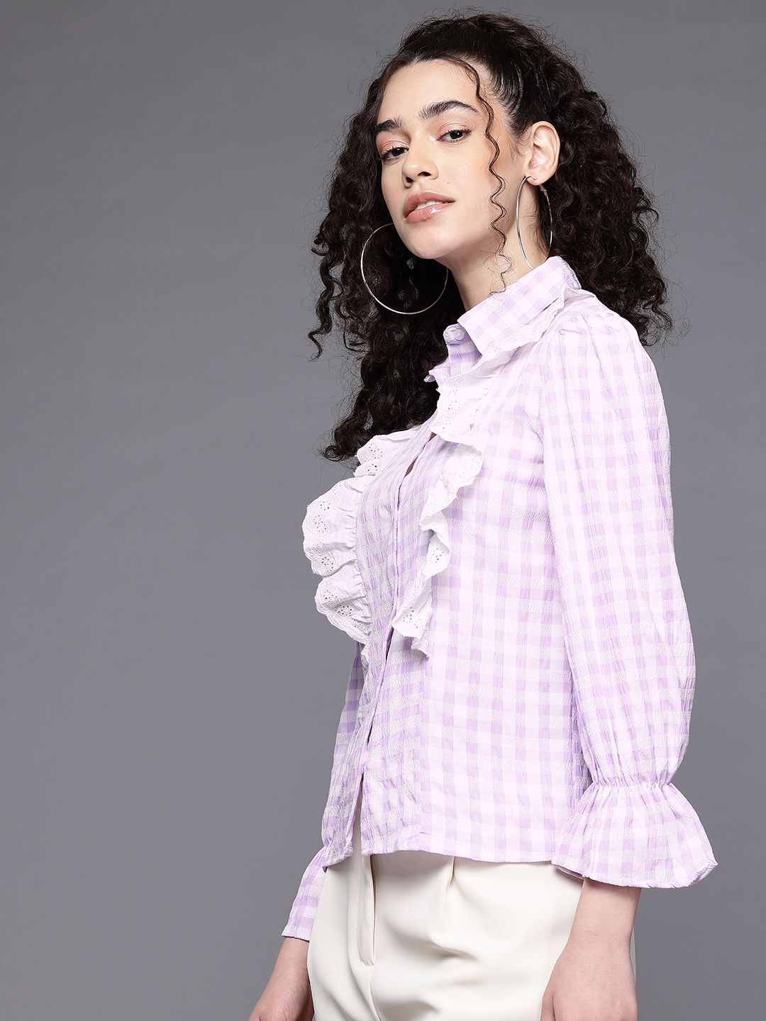 Freehand Women Regular Fit Textured Casual Long Shirt