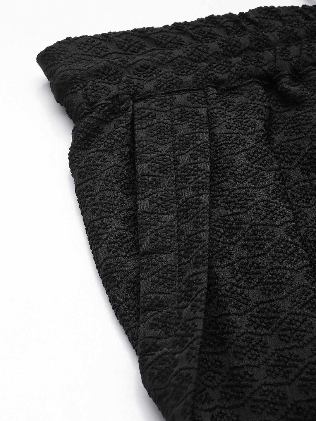 Women's Black Regular Fit Casual Trousers