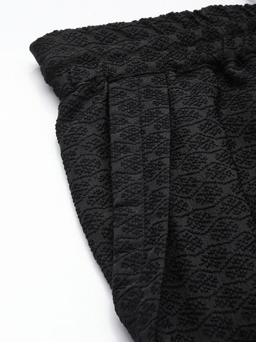 Women's Black Regular Fit Casual Trousers