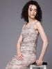 Freehand Beige Fitted Two Tone Mesh Slip Dress