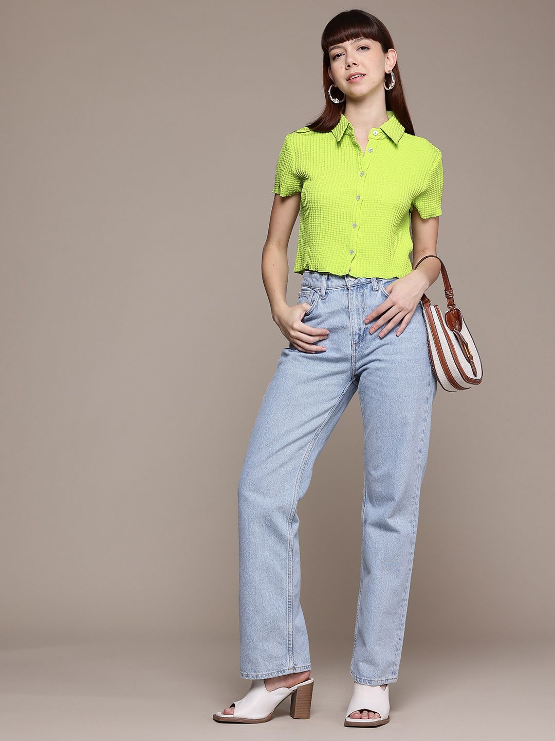 Freehand Women Regular Fit Textured Casual Shirt