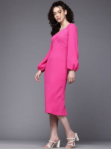 Freehand Women Fitted Textured Midi Dress