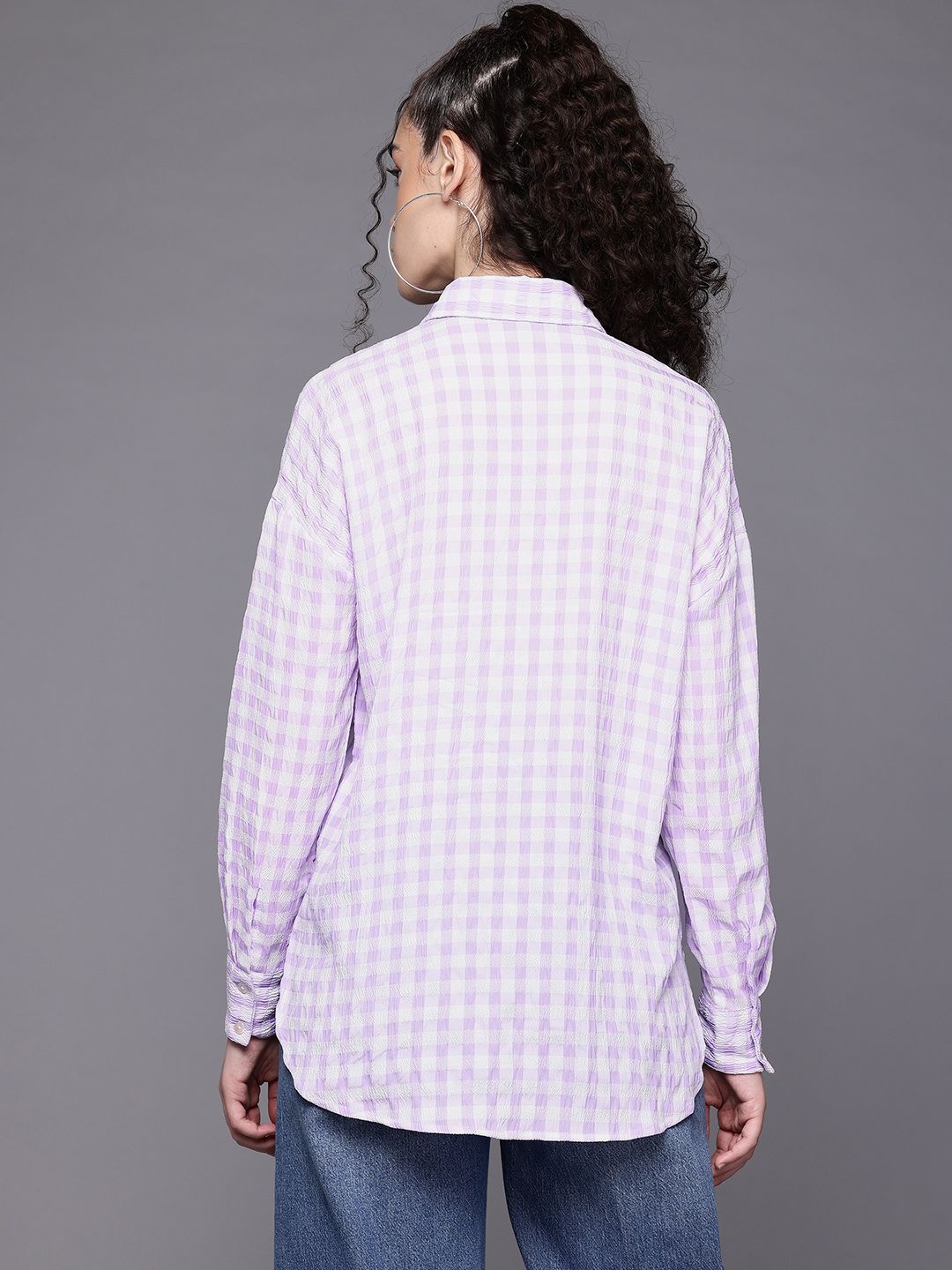 Freehand Women Regular Fit Textured Casual Long Shirt