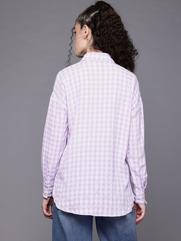 Freehand Women Regular Fit Textured Casual Long Shirt