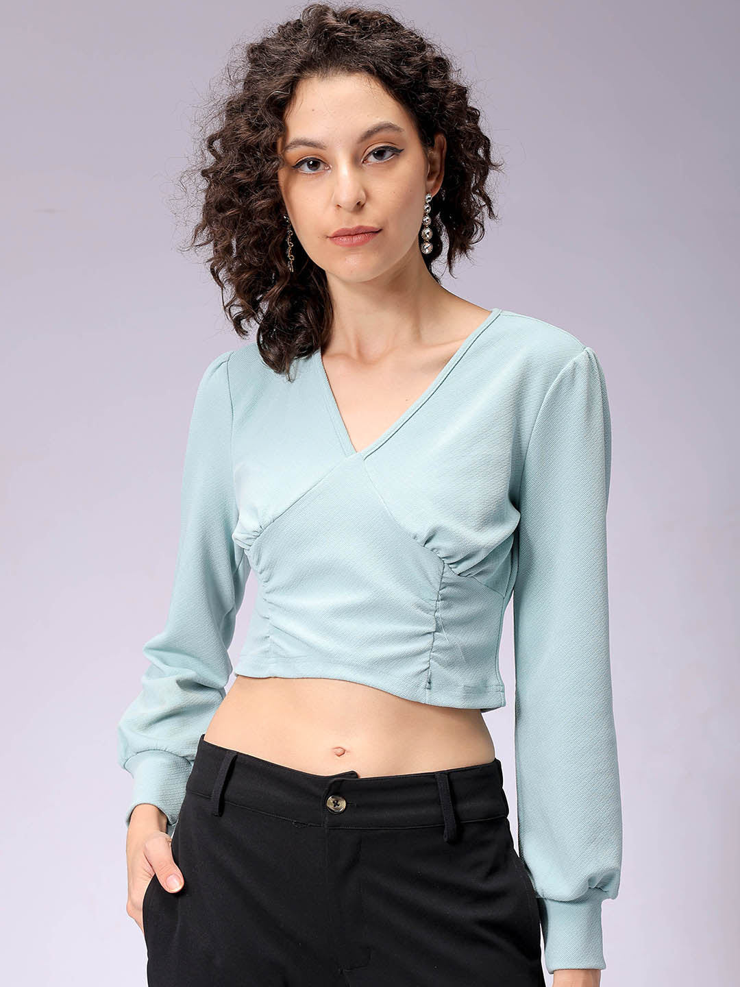Women's Fitted V-Neck Crop Top