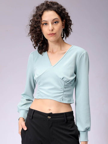 Women's Fitted V-Neck Crop Top