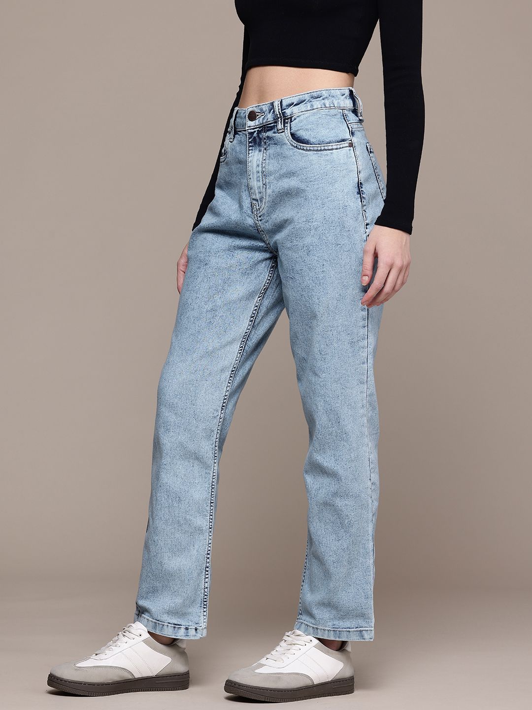 Women's Blue Straight Fit Street Jeans