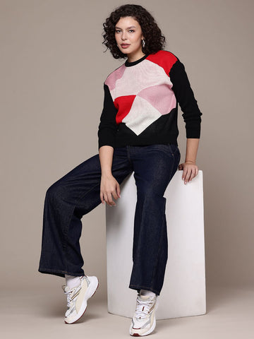 Freehand Women Loose Fit Quirky Sweater